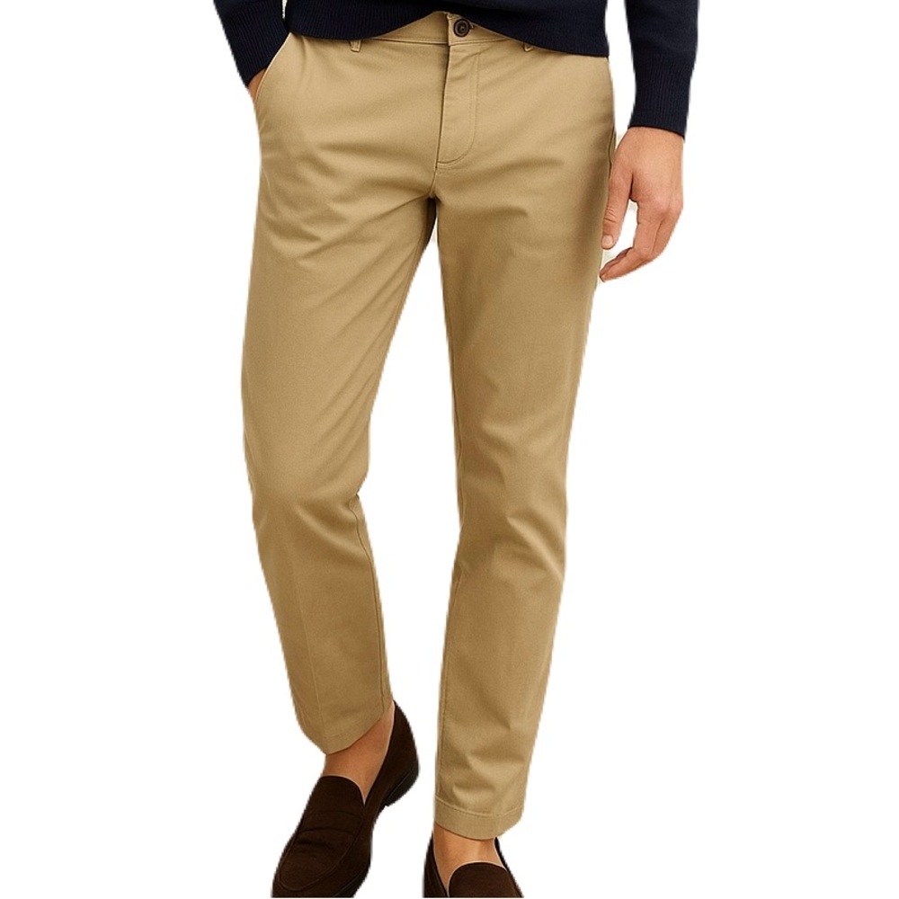 ZARA Men's Basic Collection Khaki Chino Stretch Cotton Blend Pants Sz 31 Preppy